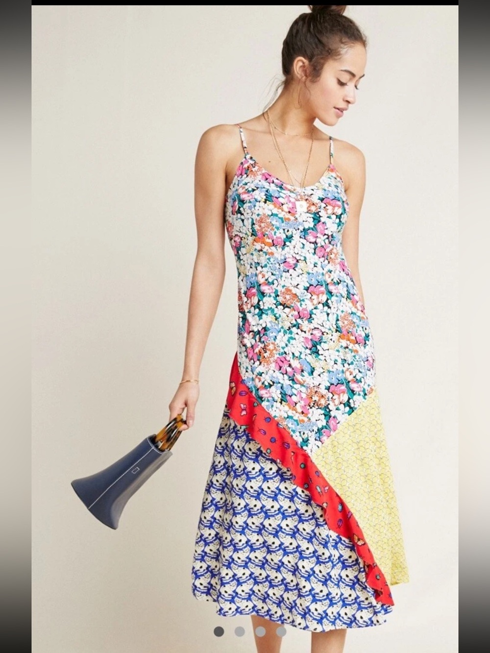 Anthropologie 52 Conversations Colloquial Bias Dress Patchwork Party size L euc